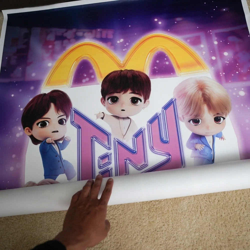 Tiny Tan Mcdonalds Large Poster Purple Rm Jin Suga j-hope Jimin‎ V Jung 35x55